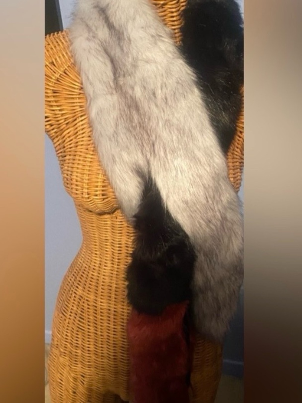 mark. Multi-Color Fur Scarf in Gray, Black & Rust